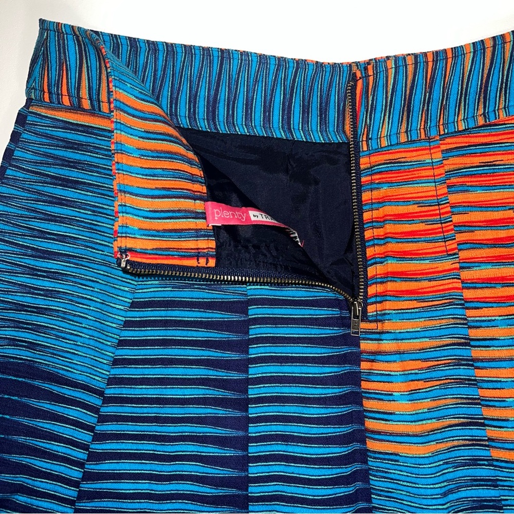 Plenty By Tracy Reese Blue and Orange A-Line Pleated Skirt Sz 4 - Picture 11 of 12